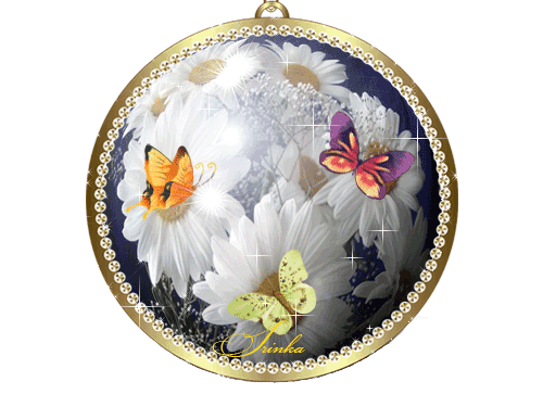 Медальон с бабочками и цветами