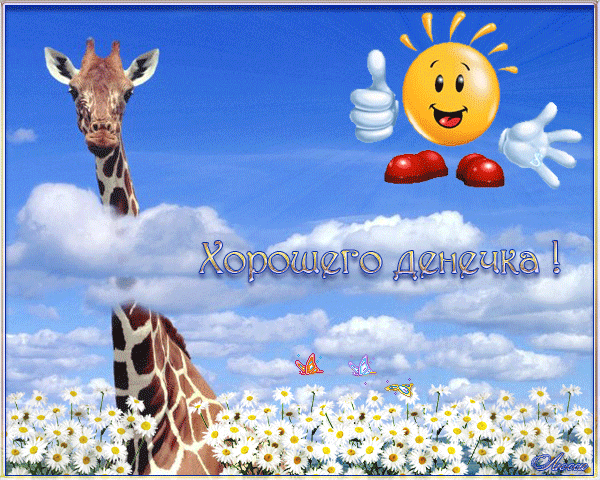 Хорошего денечка! (жираф,облака, ромашки и солнышко)