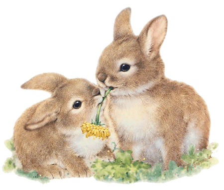 С праздником Светлой Пасхи! (кролики и одуванчик)