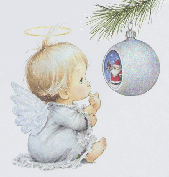 С Рождеством!(ангел и елочная игрушка)