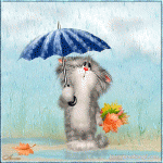 Котик под зонтиком, дождик