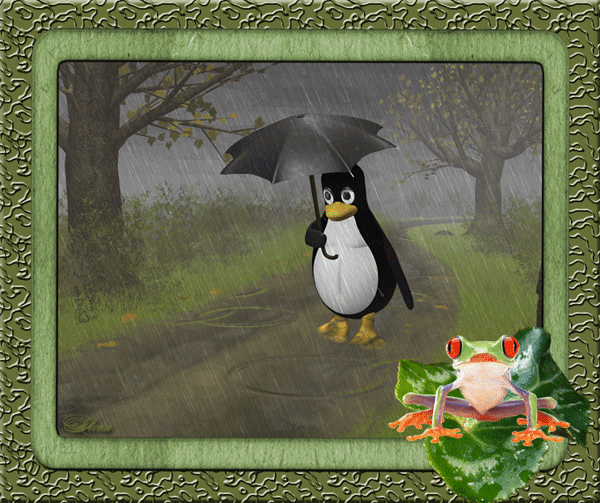 Пингвин под зонтиком