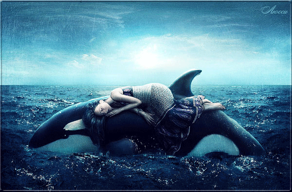 Сказочных снов! (море, девушка и дельфин)