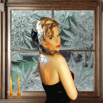 Свечи, девушка и морозное окно