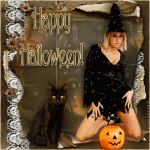 Happy Halloween!(сексуальная ведьма и чёрный кот)