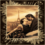 Пара..Париж..поцелуй..
