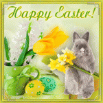 Happy Easter! (кролик,цветы и яйца)