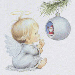 С Рождеством!(ангел и елочная игрушка)